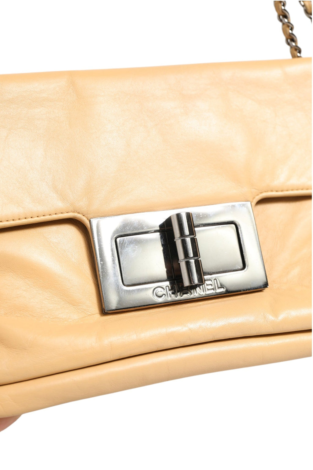 Chanel Beige Lambskin Giant Reissue Mademoiselle Lock Flap Bag