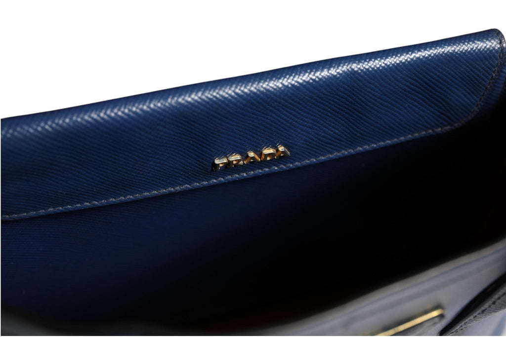 Prada Blue Saffiano Leather 2way Bag