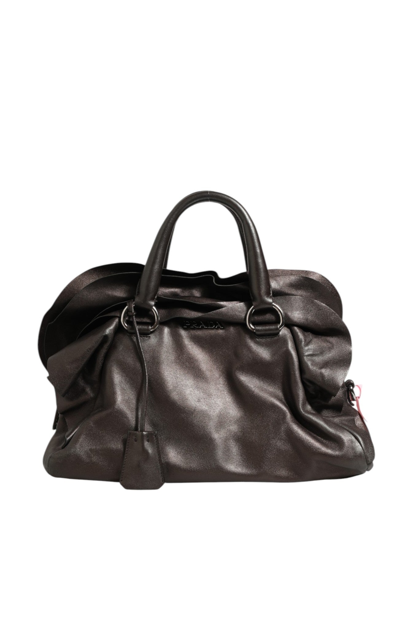 Prada Metallic Nappa Leather Ruffle Shoulder Bag
