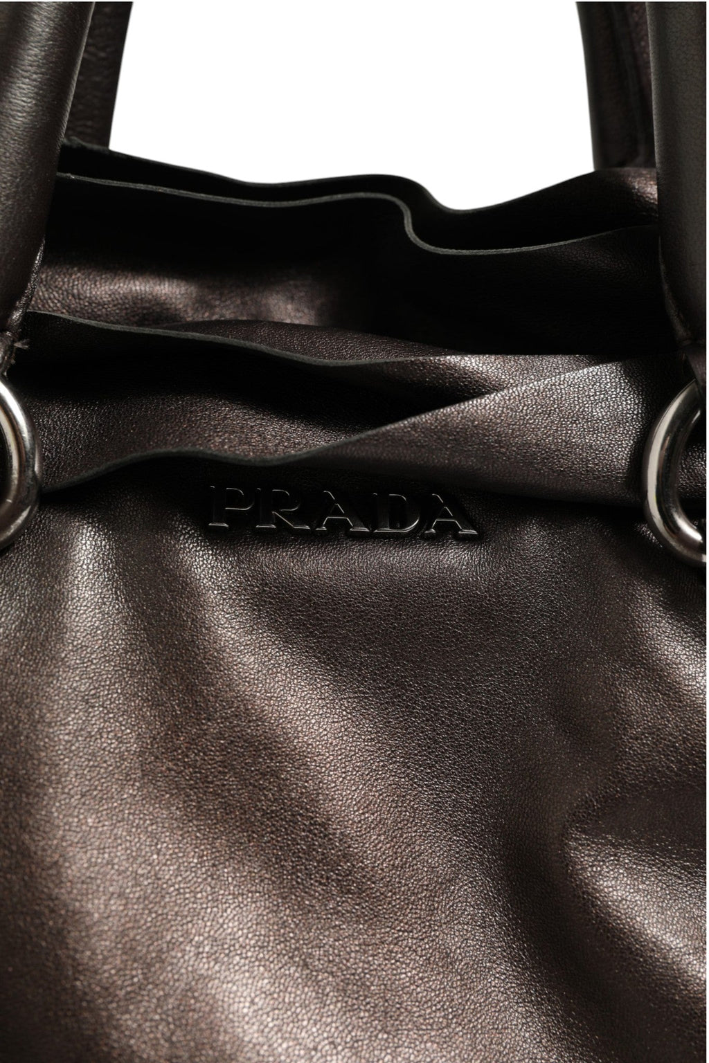 Prada Metallic Nappa Leather Ruffle Shoulder Bag
