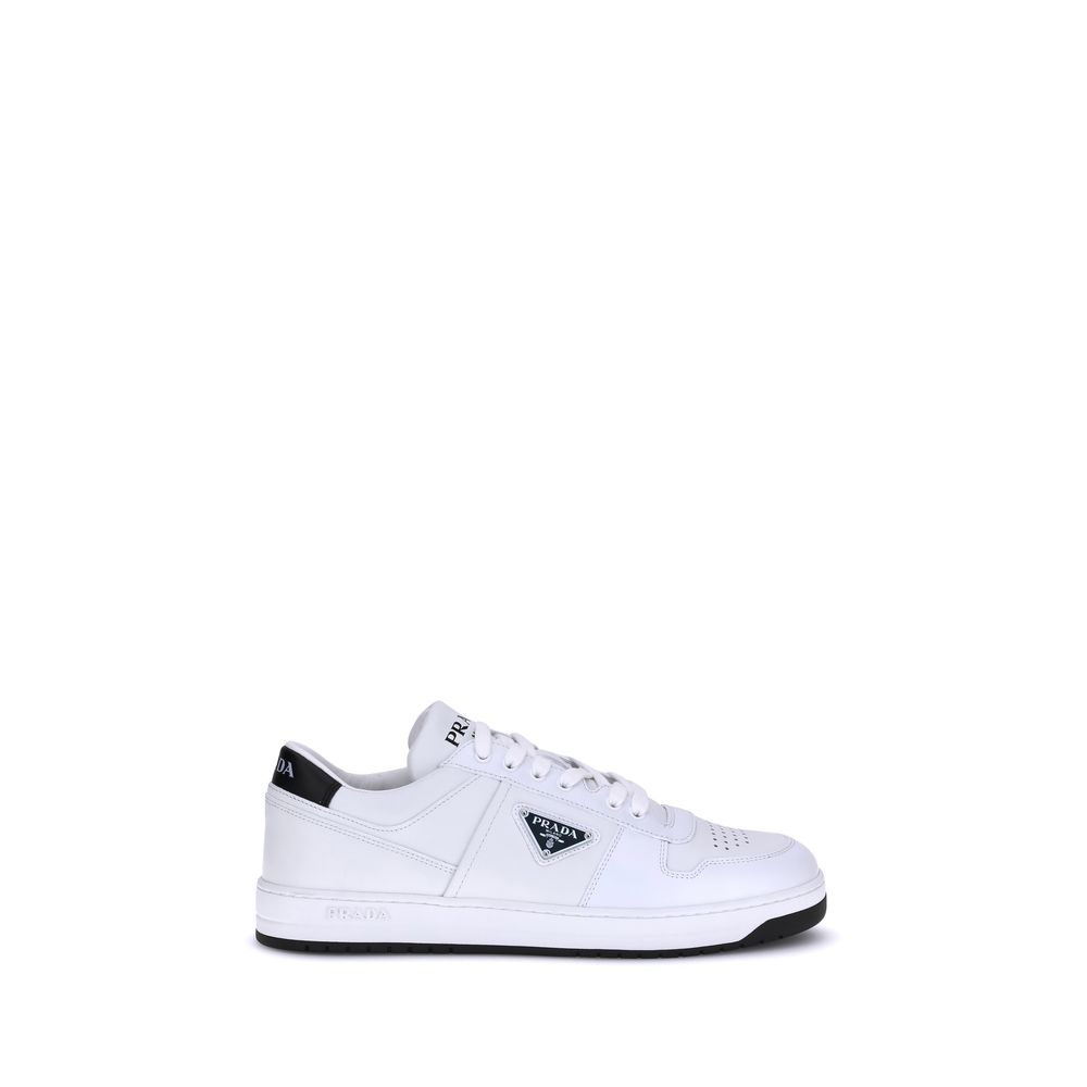 Prada White Calf Leather Bos Taurus Low Top Sneakers