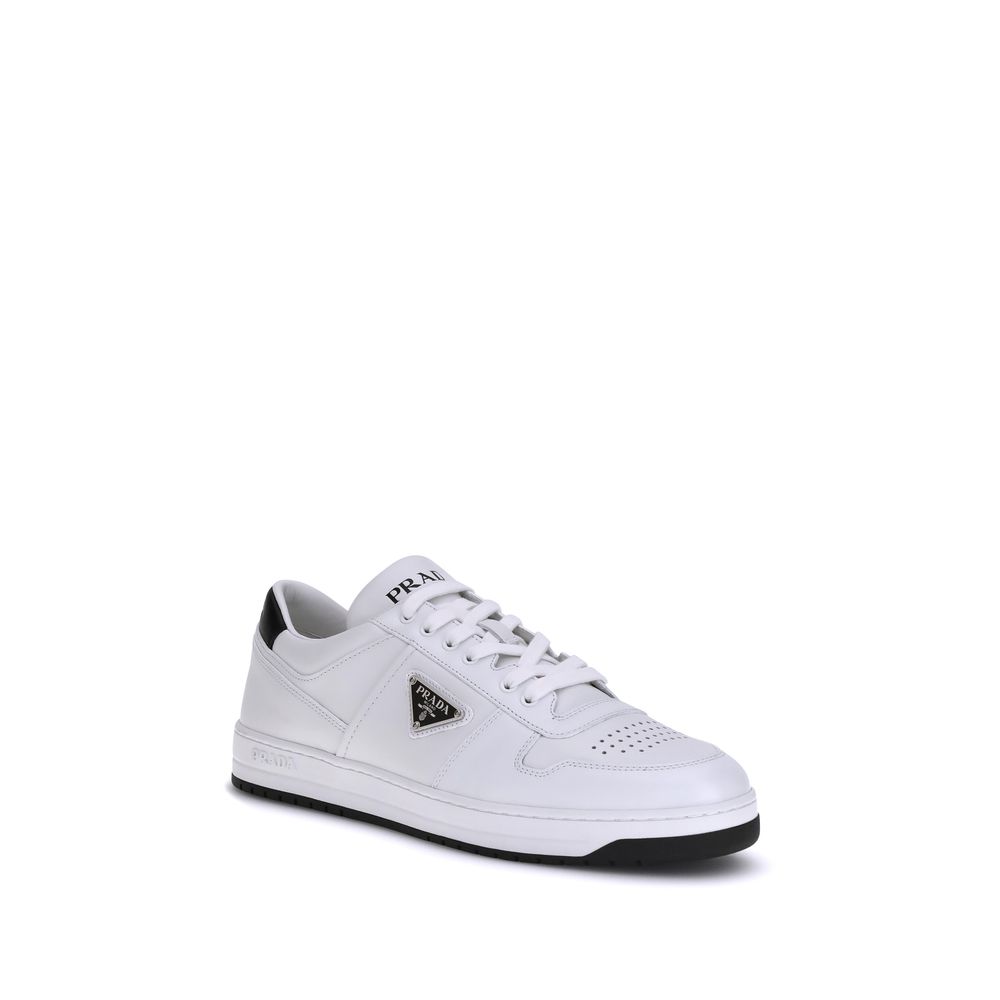 Prada White Calf Leather Bos Taurus Low Top Sneakers
