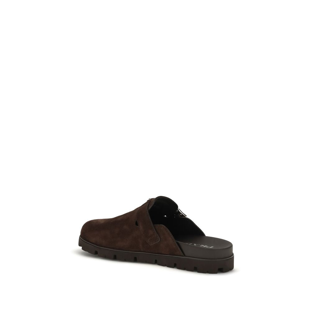 Prada Brown Calf Leather Bos Taurus Mules