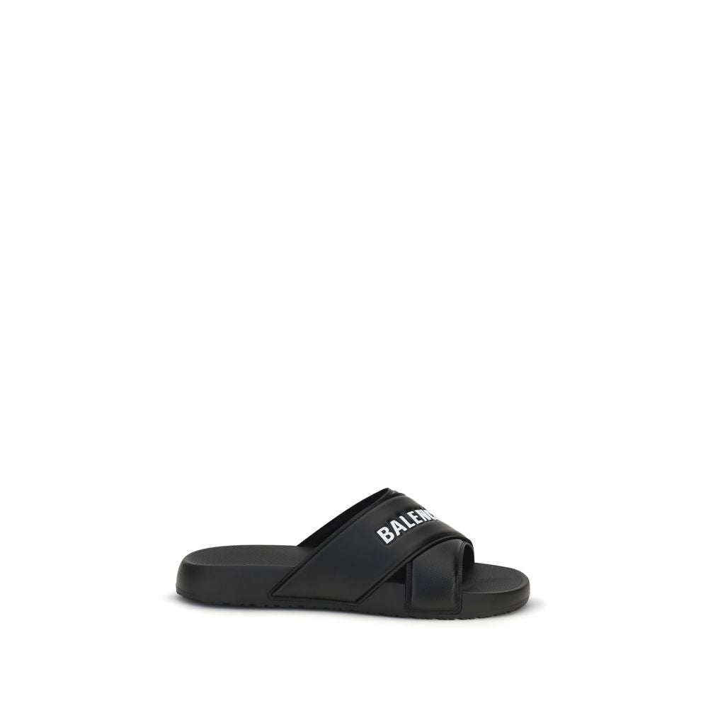 Balenciaga Black Rubber Slippers
