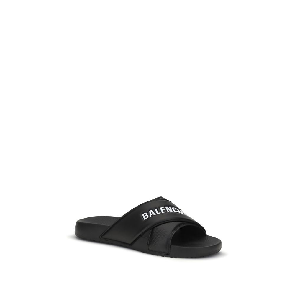 Balenciaga Black Rubber Slippers