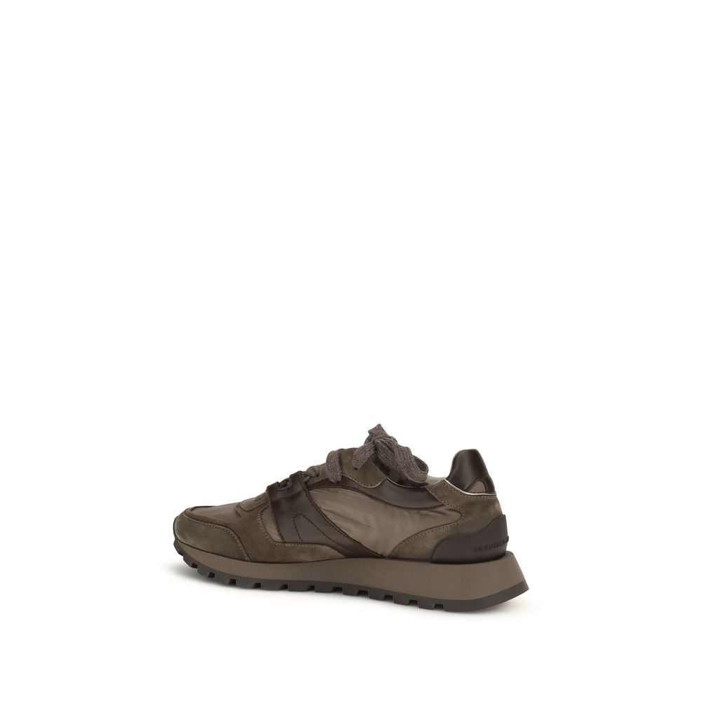 Brunello Cucinelli Brown Calf Leather Bos Taurus Athletic Sneakers