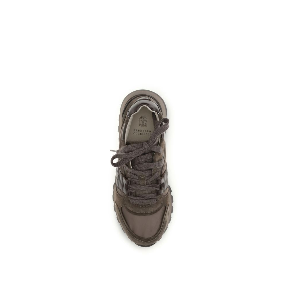 Brunello Cucinelli Brown Calf Leather Bos Taurus Athletic Sneakers