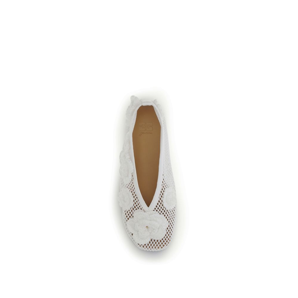 Ganni White Polyethylene Ballet Flats