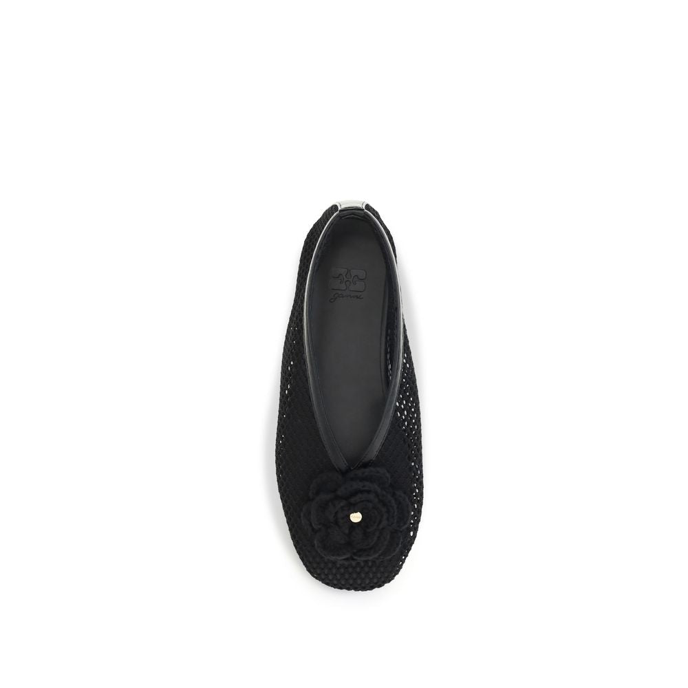Ganni Black Polyethylene Ballet Flats