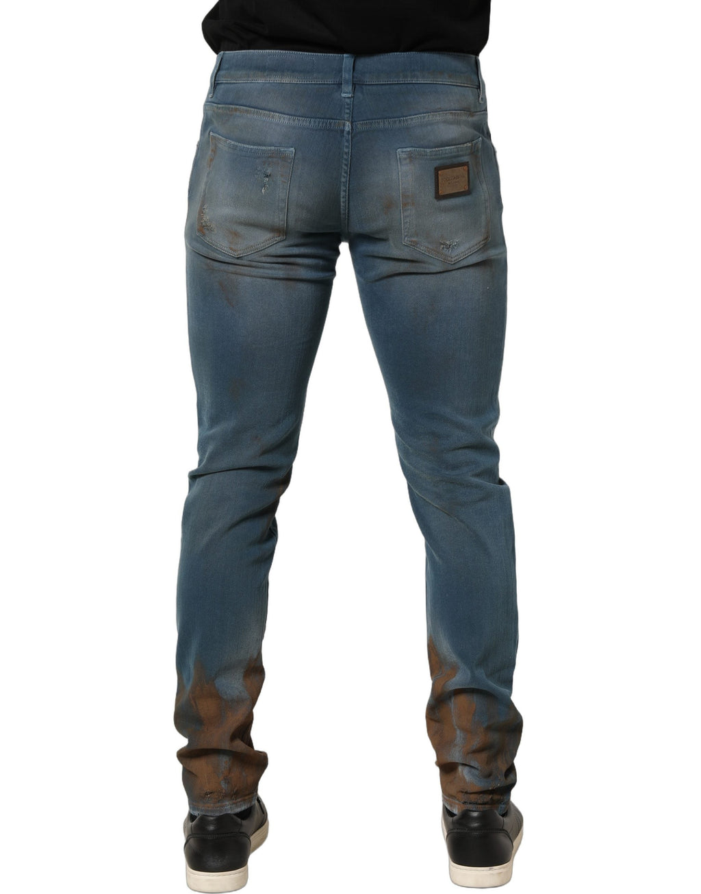 Dolce & Gabbana Blue Distressed Mid Waist Skinny Denim Jeans