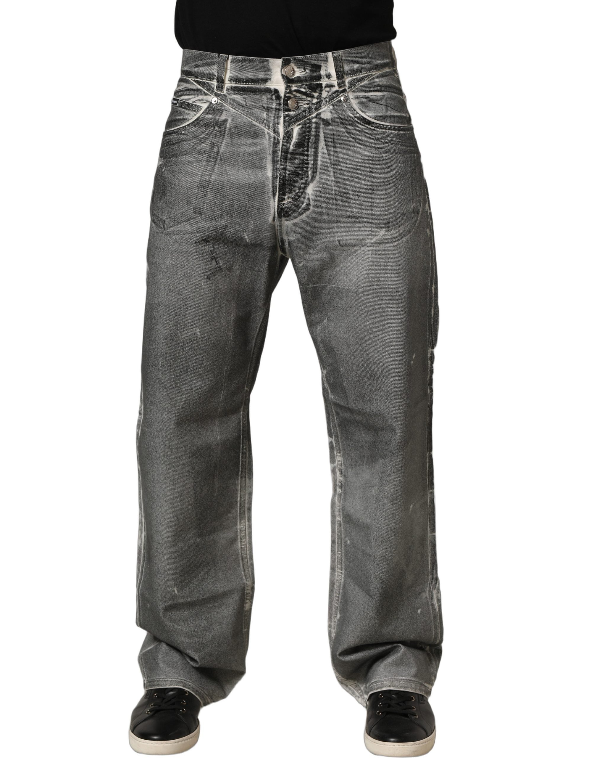 Dolce & Gabbana Grey Washed Mid Waist Straight Denim Jeans