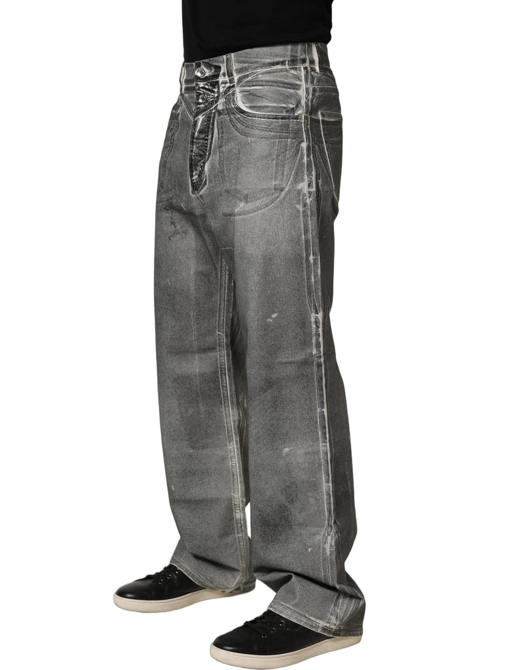 Dolce & Gabbana Grey Washed Mid Waist Straight Denim Jeans