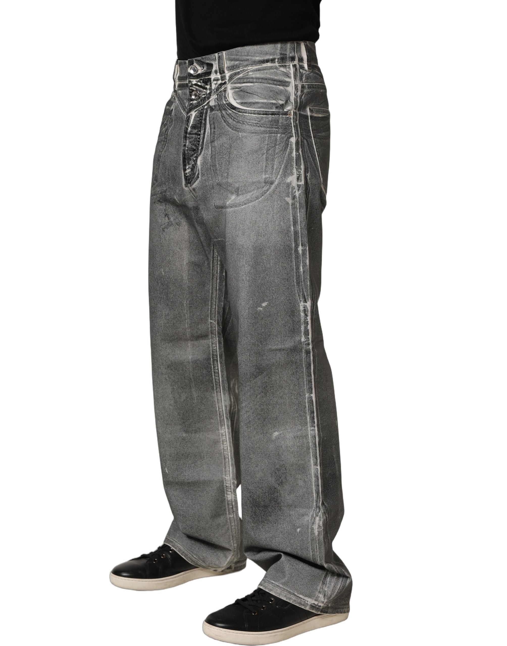 Dolce & Gabbana Grey Washed Mid Waist Straight Denim Jeans