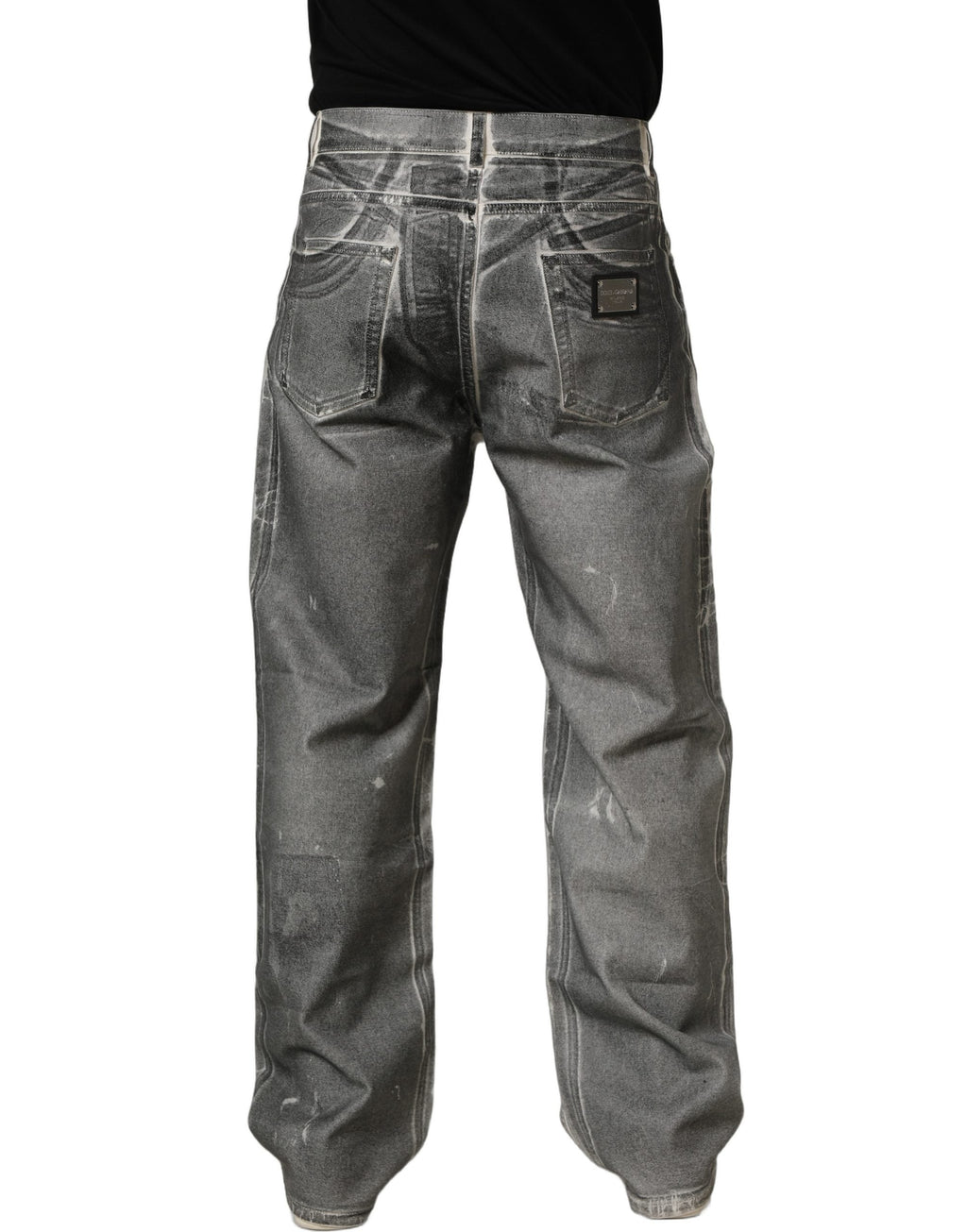 Dolce & Gabbana Grey Washed Mid Waist Straight Denim Jeans