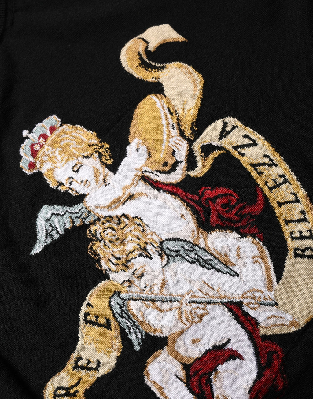 Dolce & Gabbana Black Angels Wool Crew Neck Pullover Sweater