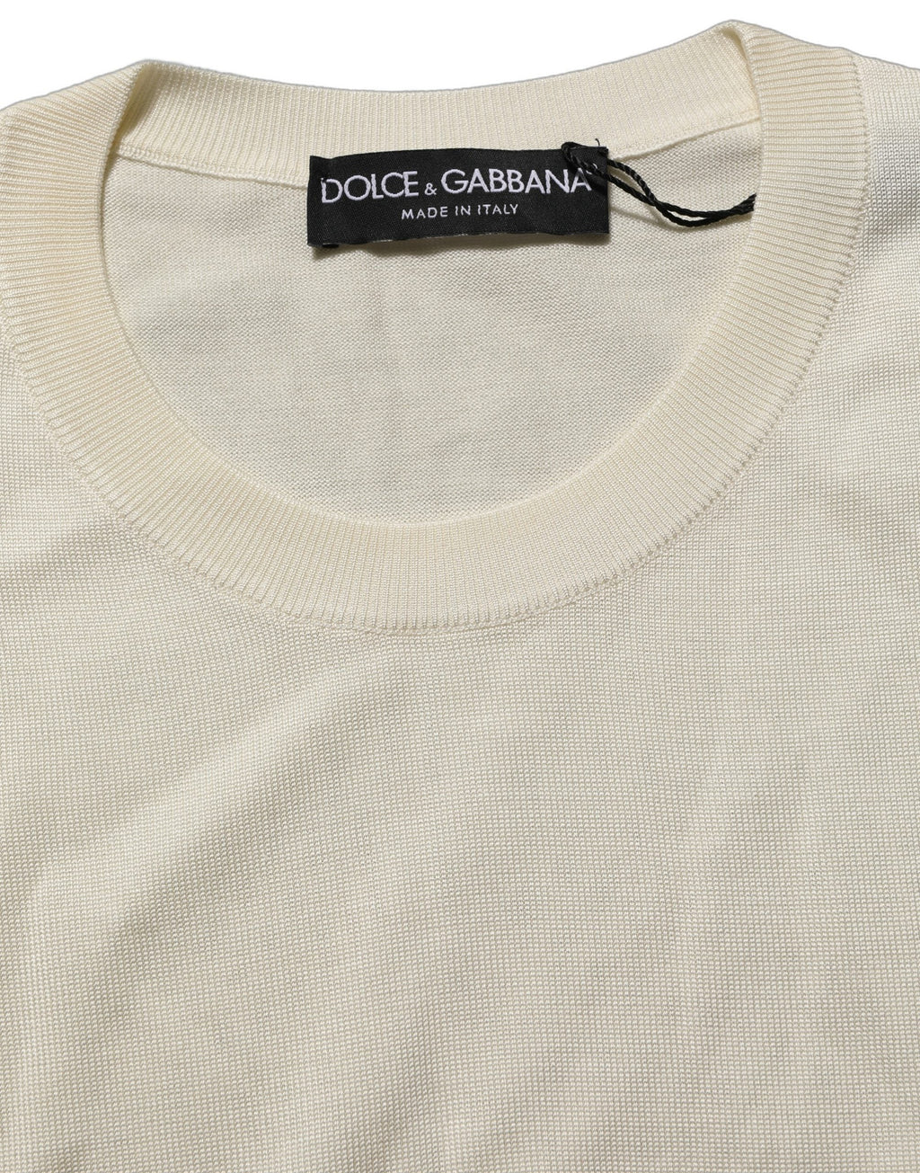 Dolce & Gabbana Off White 3/4 Sleeves Crewneck Pullover Sweater