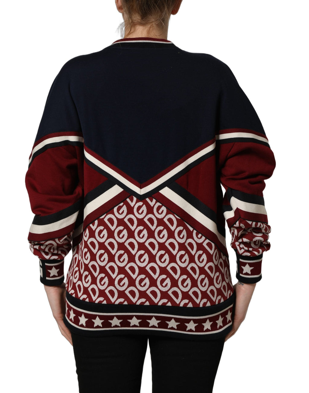 Dolce & Gabbana Blue Red Paneled 'Royals' Patch Sweatshirt Sweater