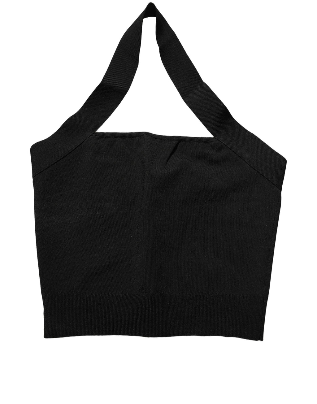 Dolce & Gabbana Black Square Neck Halter Cropped Tank Top