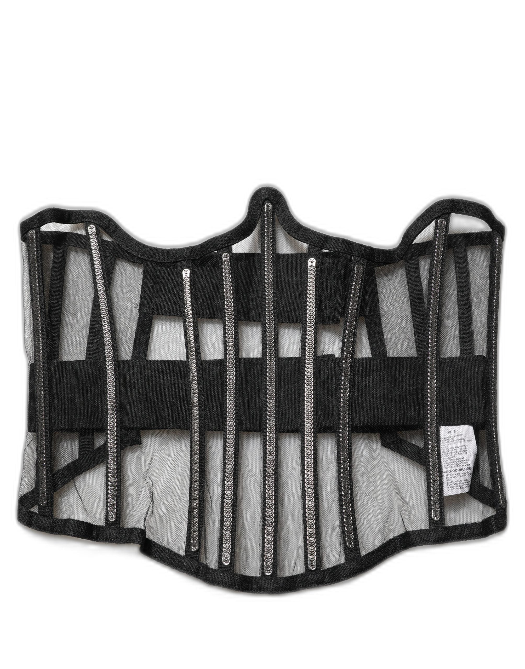 Dolce & Gabbana Black Sheer Tulle Bodysuit Cropped Corset Top
