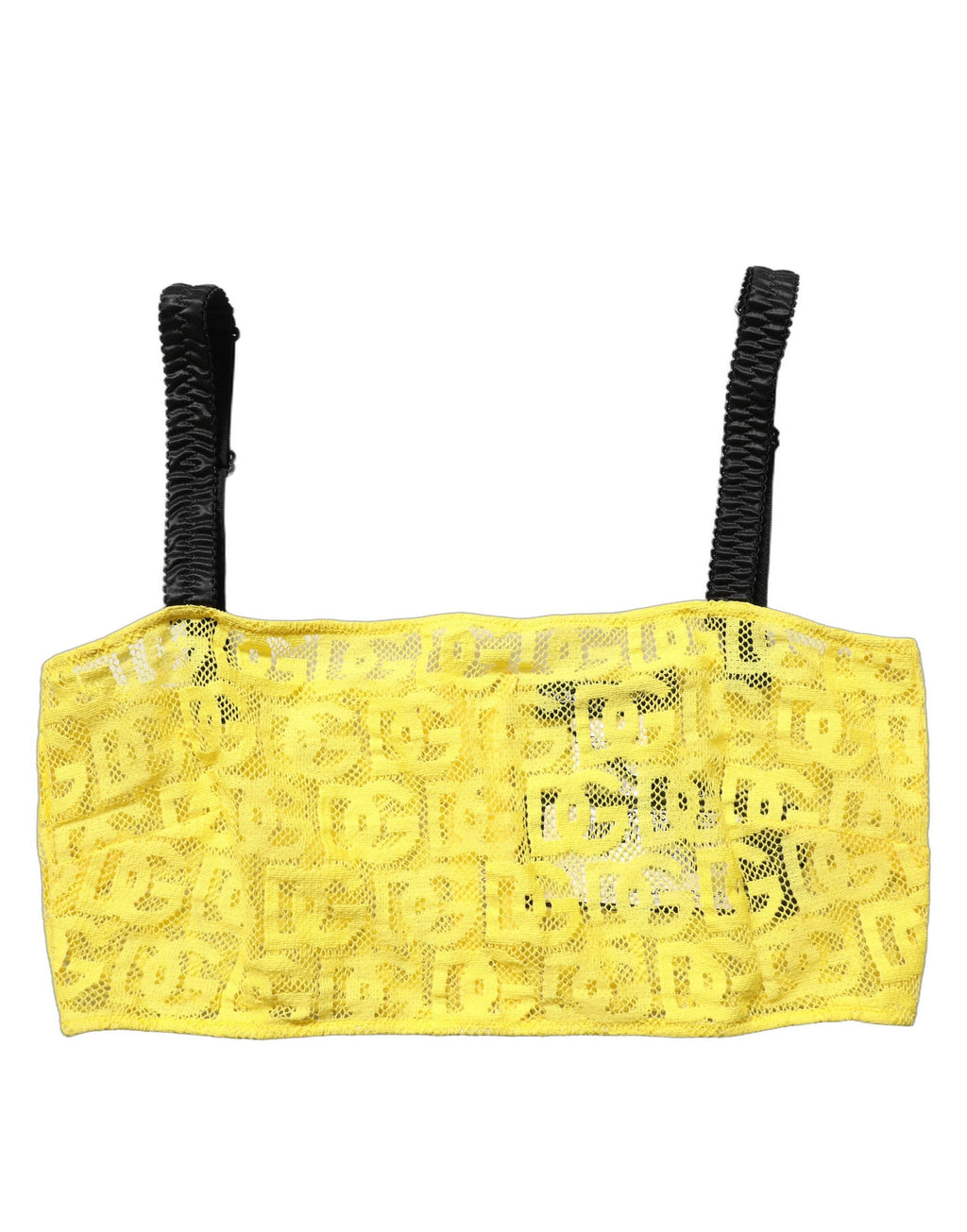 Dolce & Gabbana Yellow Cotton Crepe Chiffon Crop Bralette Top
