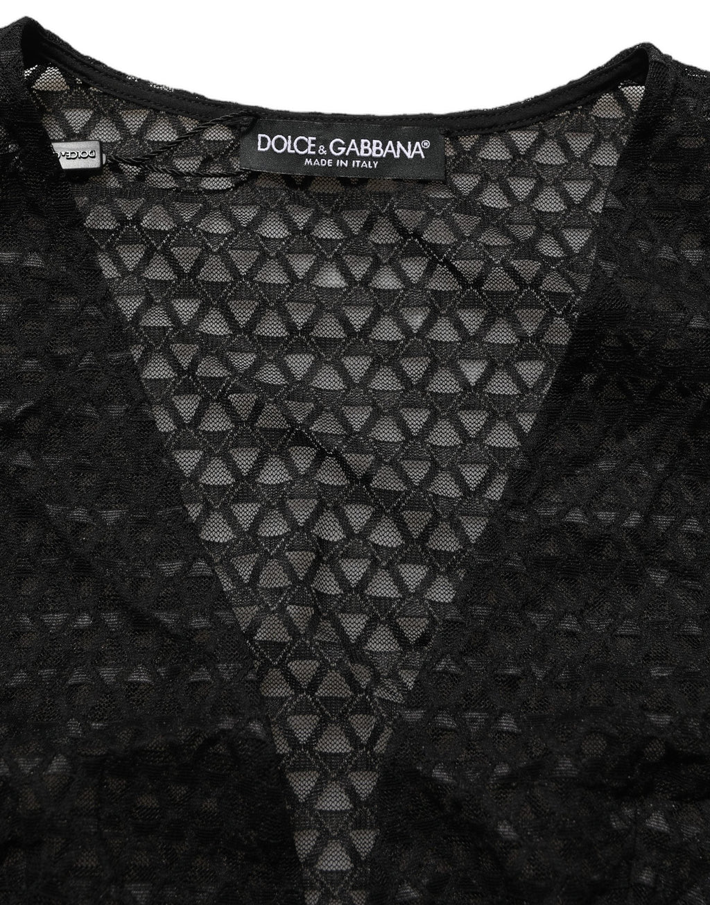 Dolce & Gabbana Black Nylon Fishnet Long Sleeve Cropped Top