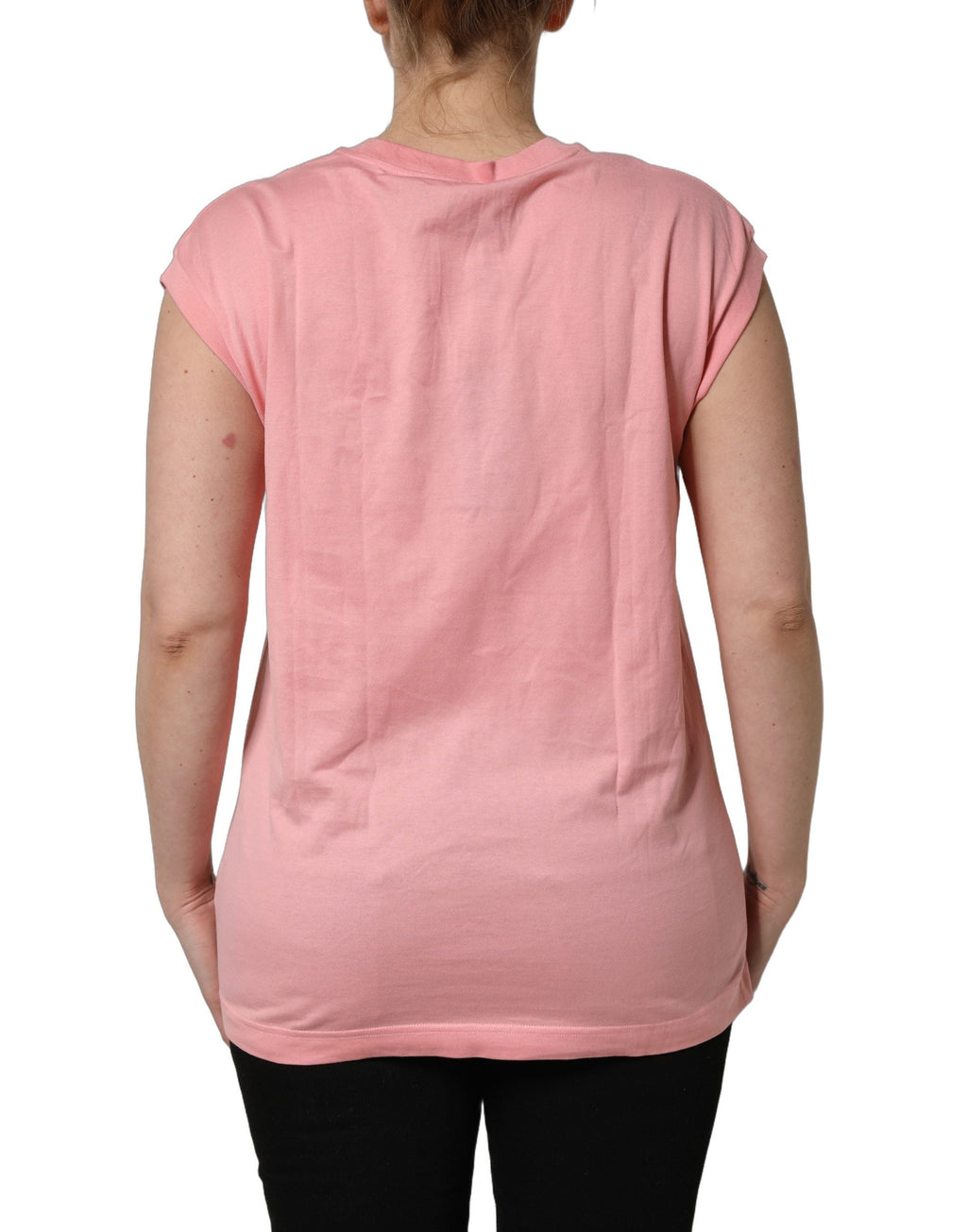 Dolce & Gabbana Pink Cotton DG Logo Round Neck Tank T-shirt