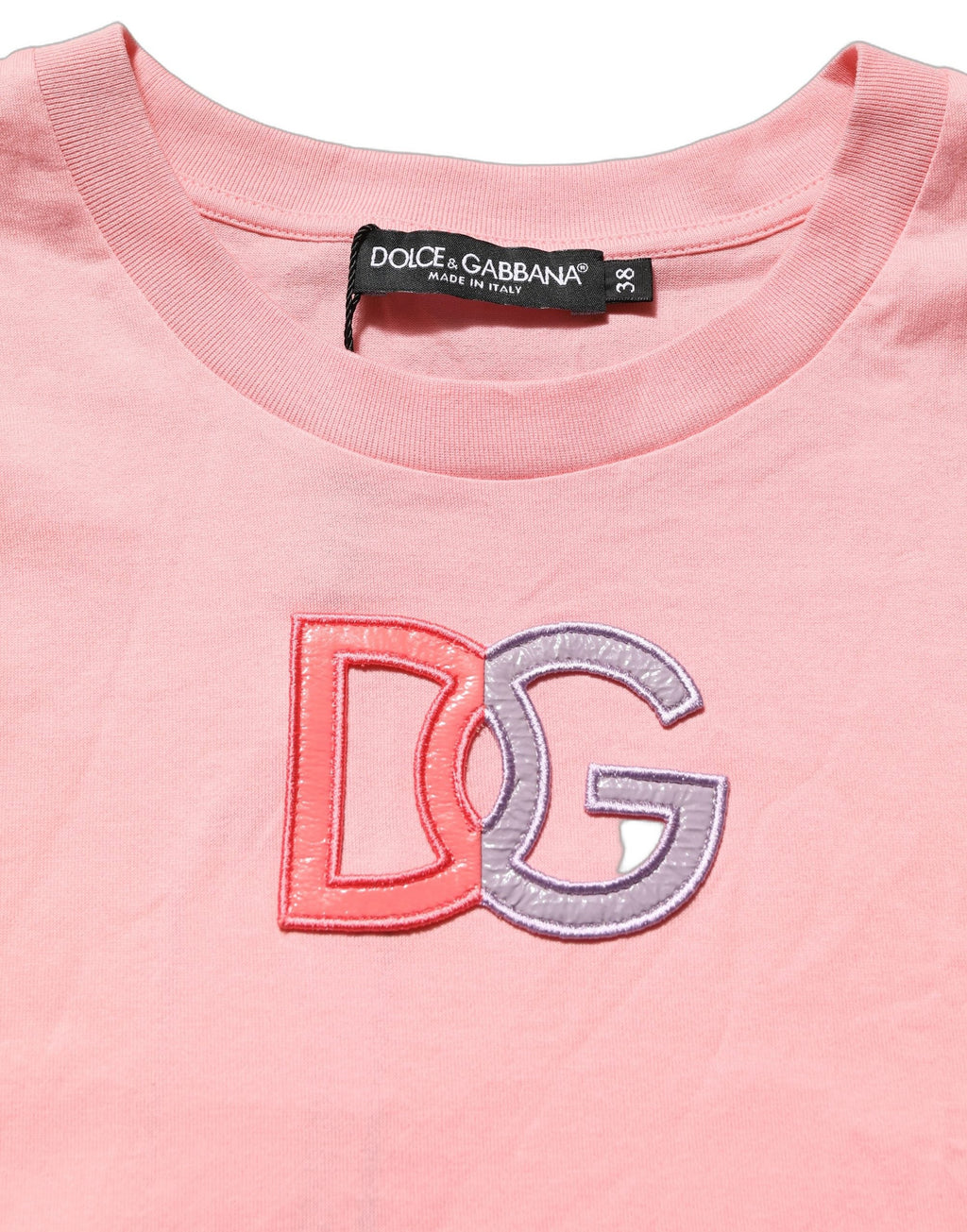 Dolce & Gabbana Pink Cotton DG Logo Round Neck Tank T-shirt