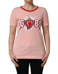Dolce & Gabbana Pink Graphic Print Cotton Crew Neck T-shirt