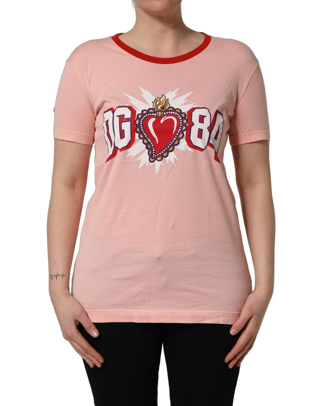 Dolce & Gabbana Pink Graphic Print Cotton Crew Neck T-shirt