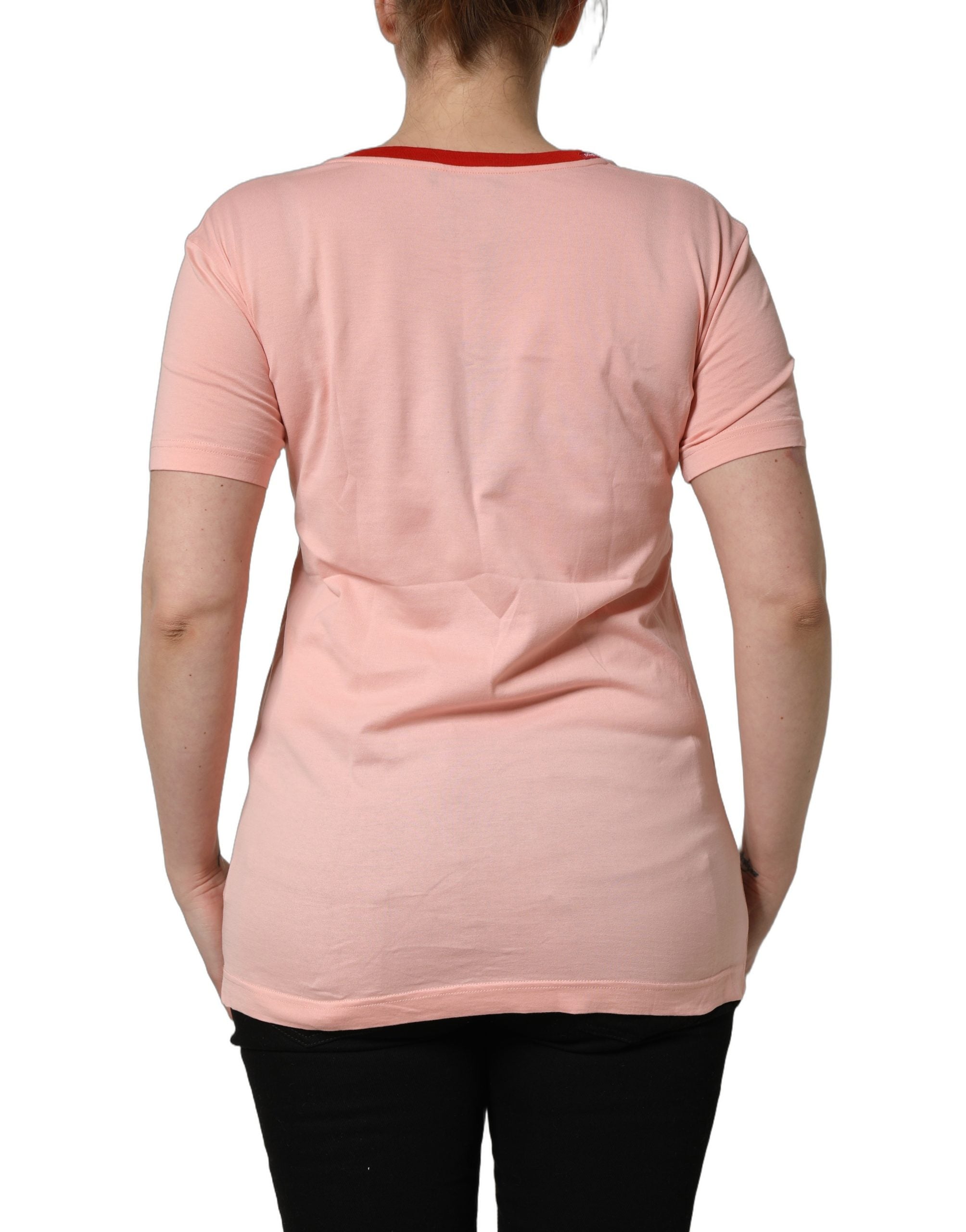 Dolce & Gabbana Pink Graphic Print Cotton Crew Neck T-shirt