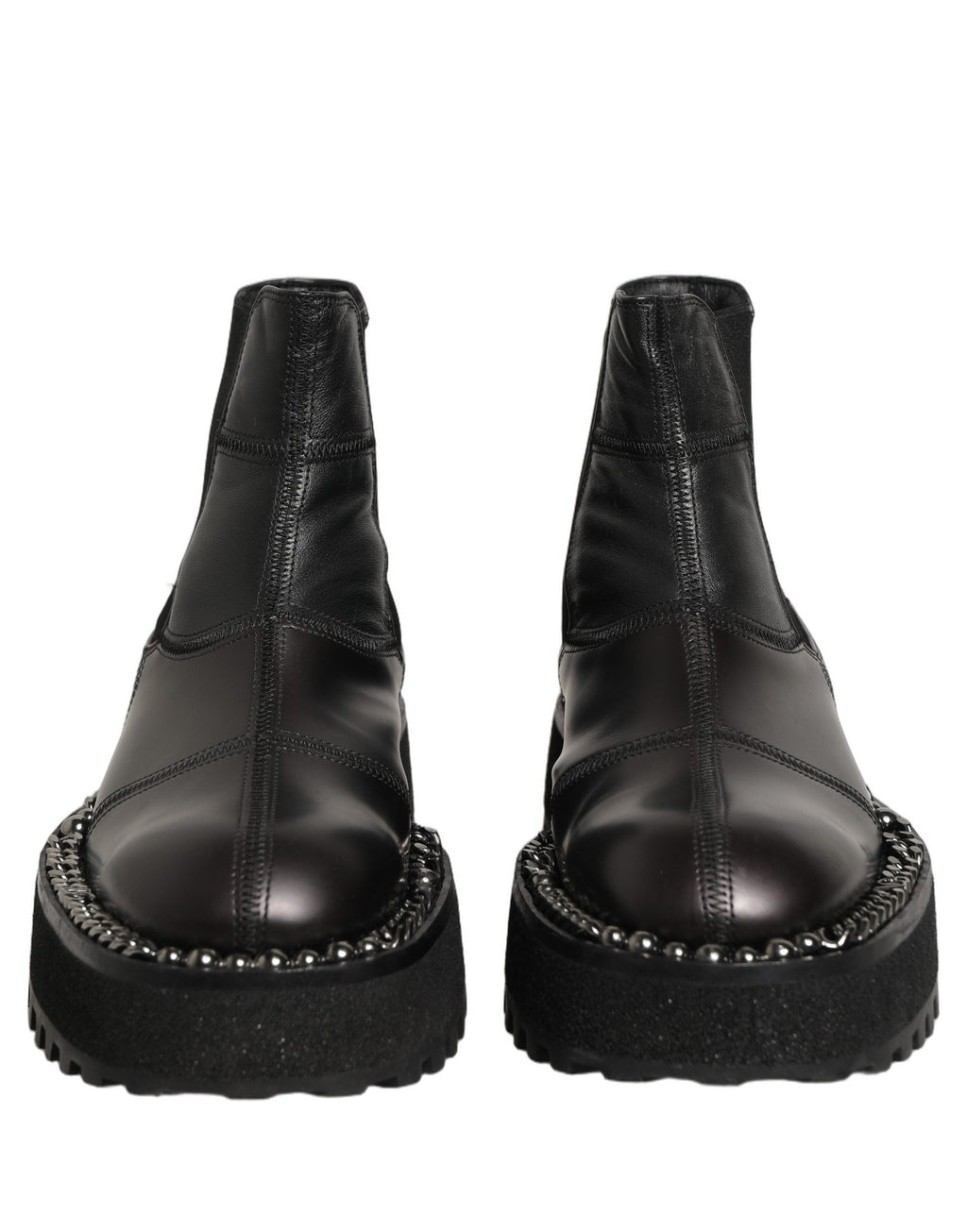 Dolce & Gabbana Black Leather Slip On Chelsea Boots Shoes