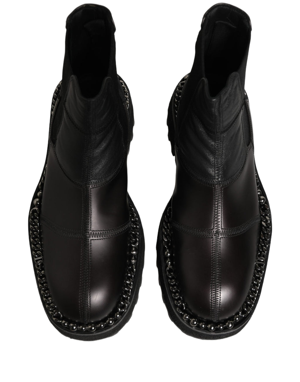 Dolce & Gabbana Black Leather Slip On Chelsea Boots Shoes