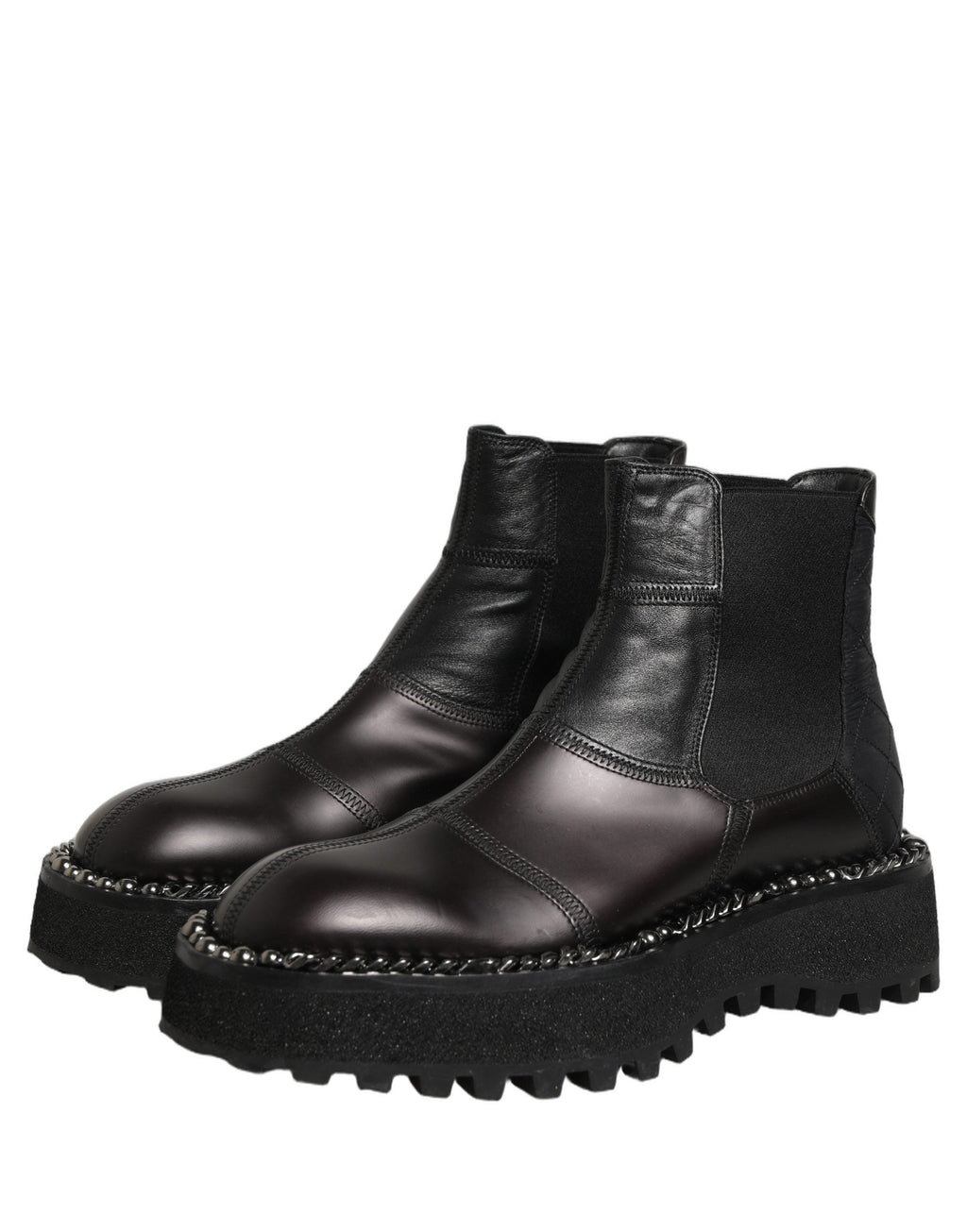 Dolce & Gabbana Black Leather Slip On Chelsea Boots Shoes