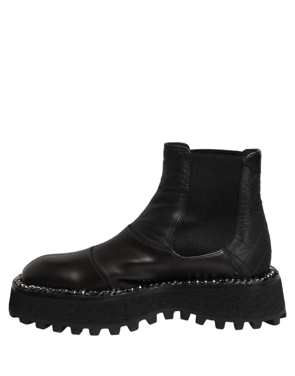 Dolce & Gabbana Black Leather Slip On Chelsea Boots Shoes