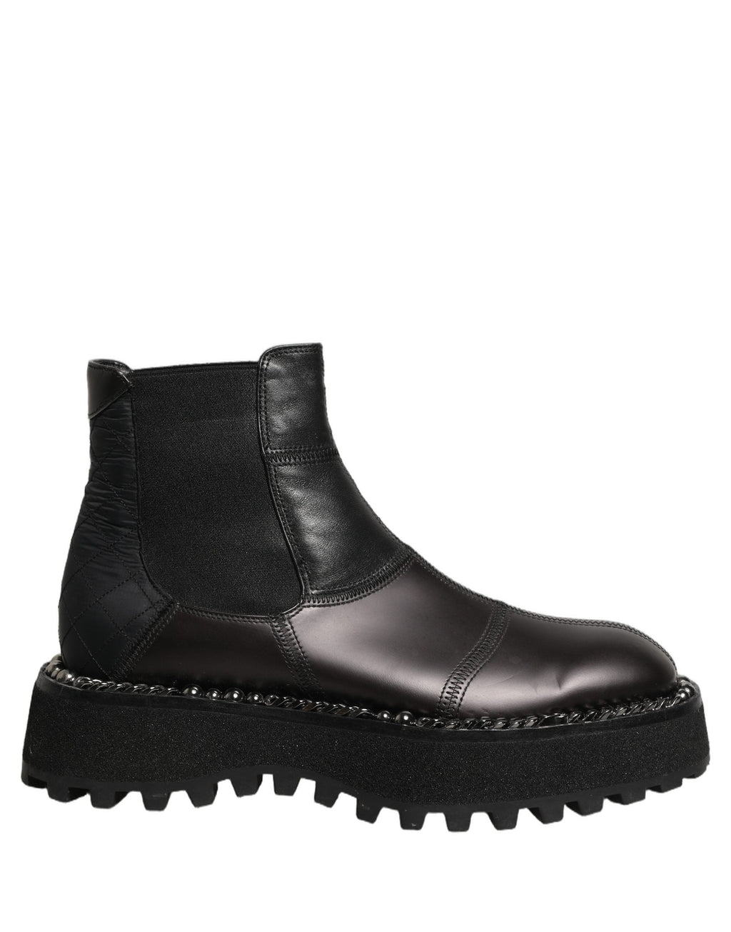 Dolce & Gabbana Black Leather Slip On Chelsea Boots Shoes