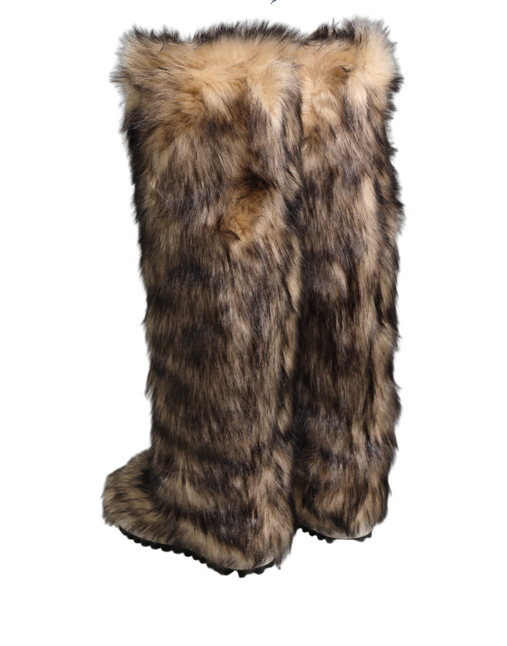 Dolce & Gabbana Brown Faux Skim Ski Fur Knee High Boots Shoes