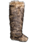 Dolce & Gabbana Brown Faux Skim Ski Fur Knee High Boots Shoes