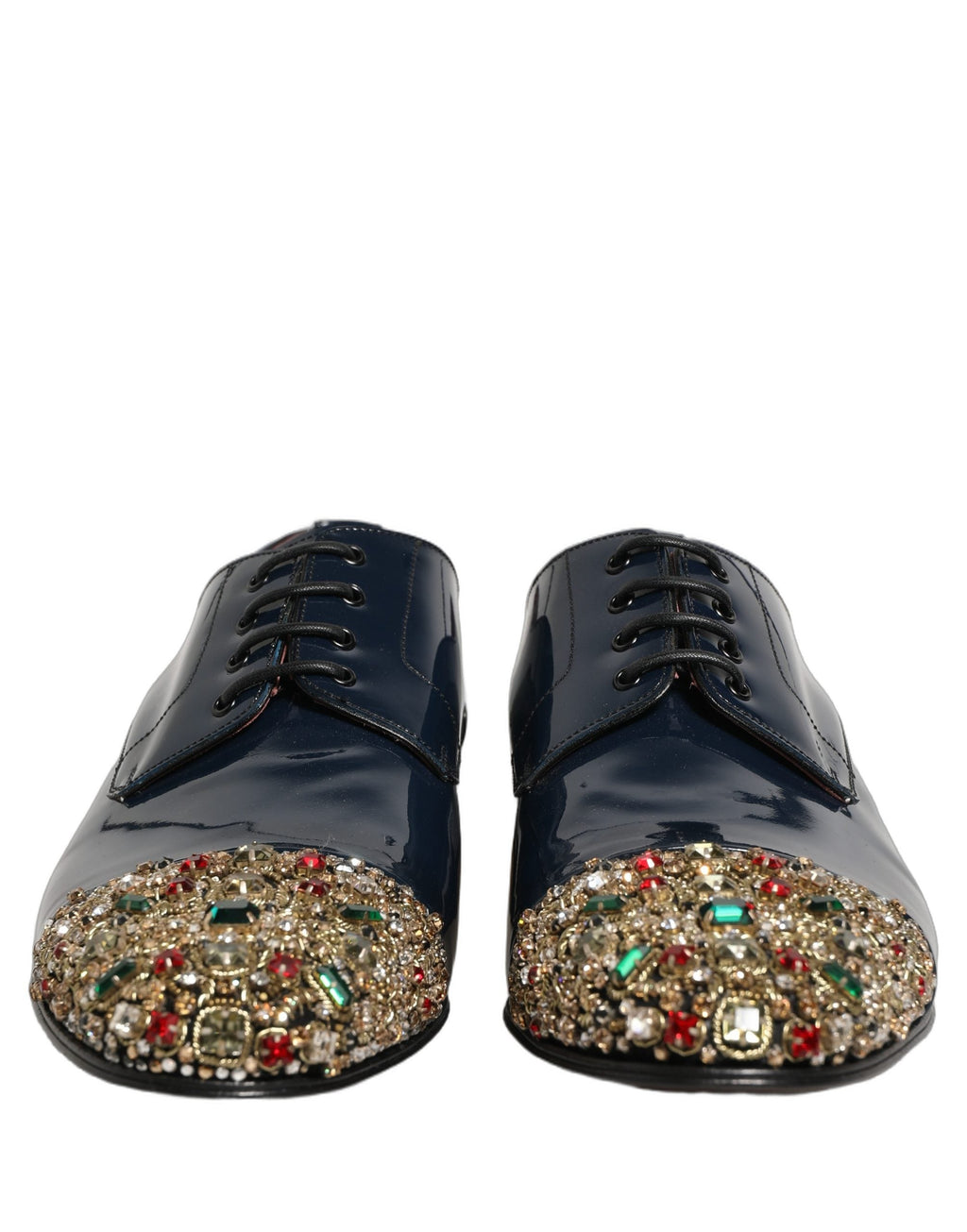 Dolce & Gabbana Blue Embellished Men Derby Dress Formal Shoes