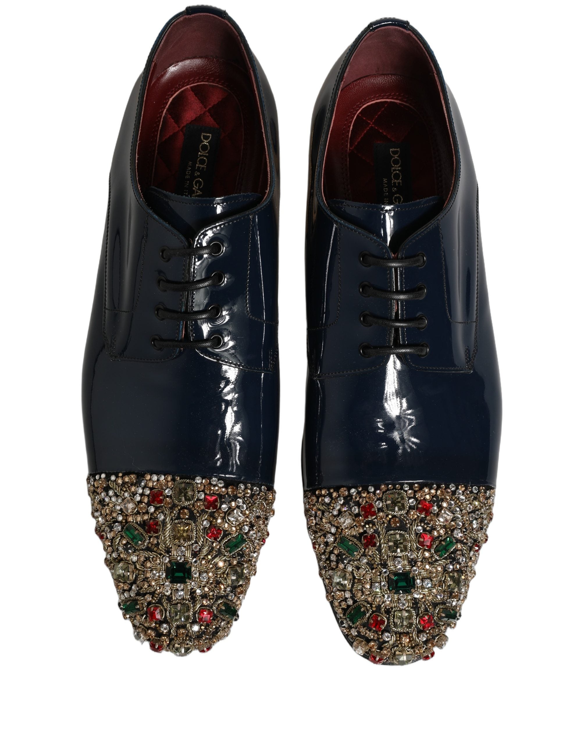 Dolce & Gabbana Blue Embellished Men Derby Dress Formal Shoes