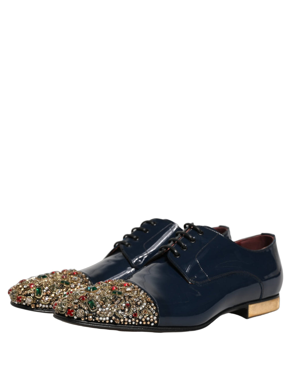 Dolce & Gabbana Blue Embellished Men Derby Dress Formal Shoes