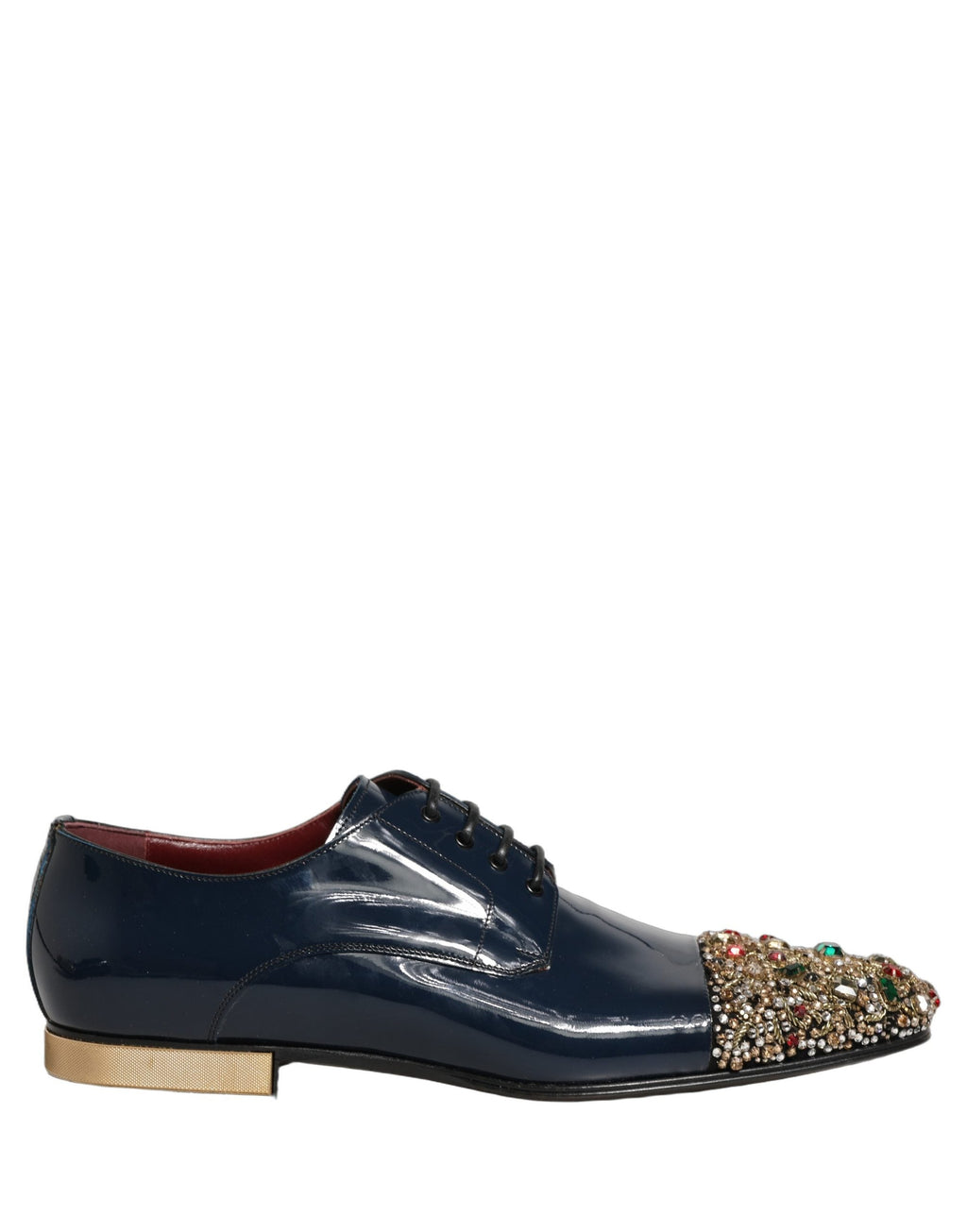 Dolce & Gabbana Blue Embellished Men Derby Dress Formal Shoes