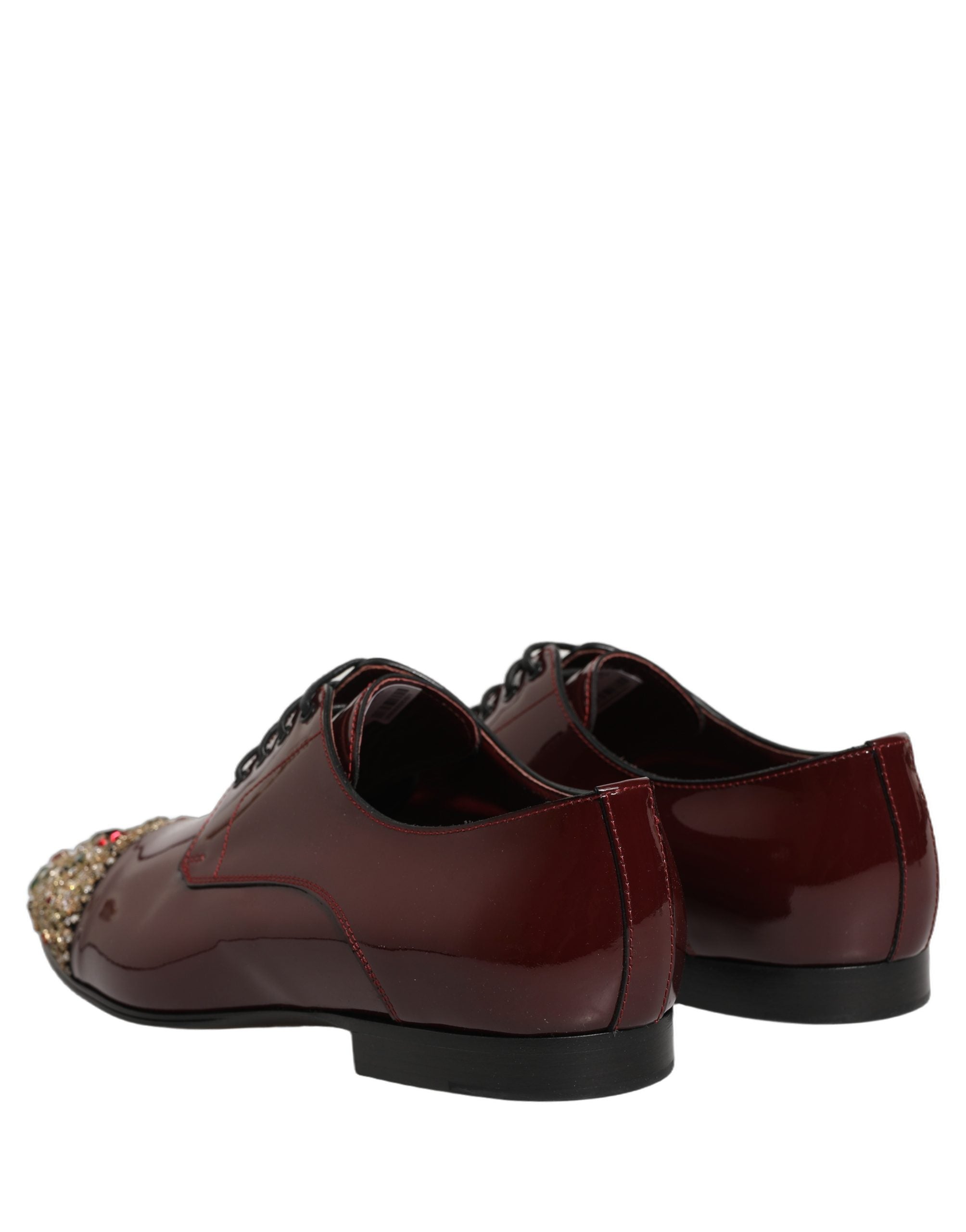 Dolce & Gabbana Maroon Embellished Derby Dress Formal Shoes