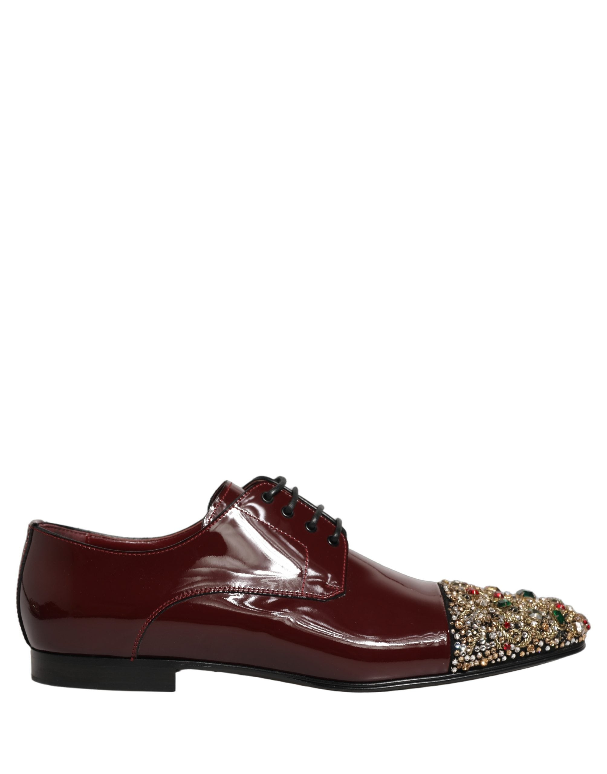 Dolce & Gabbana Maroon Embellished Derby Dress Formal Shoes