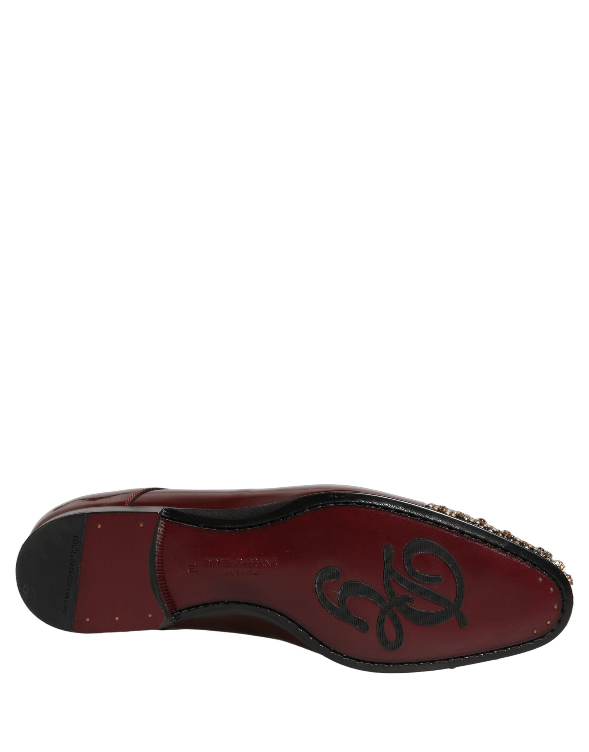 Dolce & Gabbana Maroon Embellished Derby Dress Formal Shoes