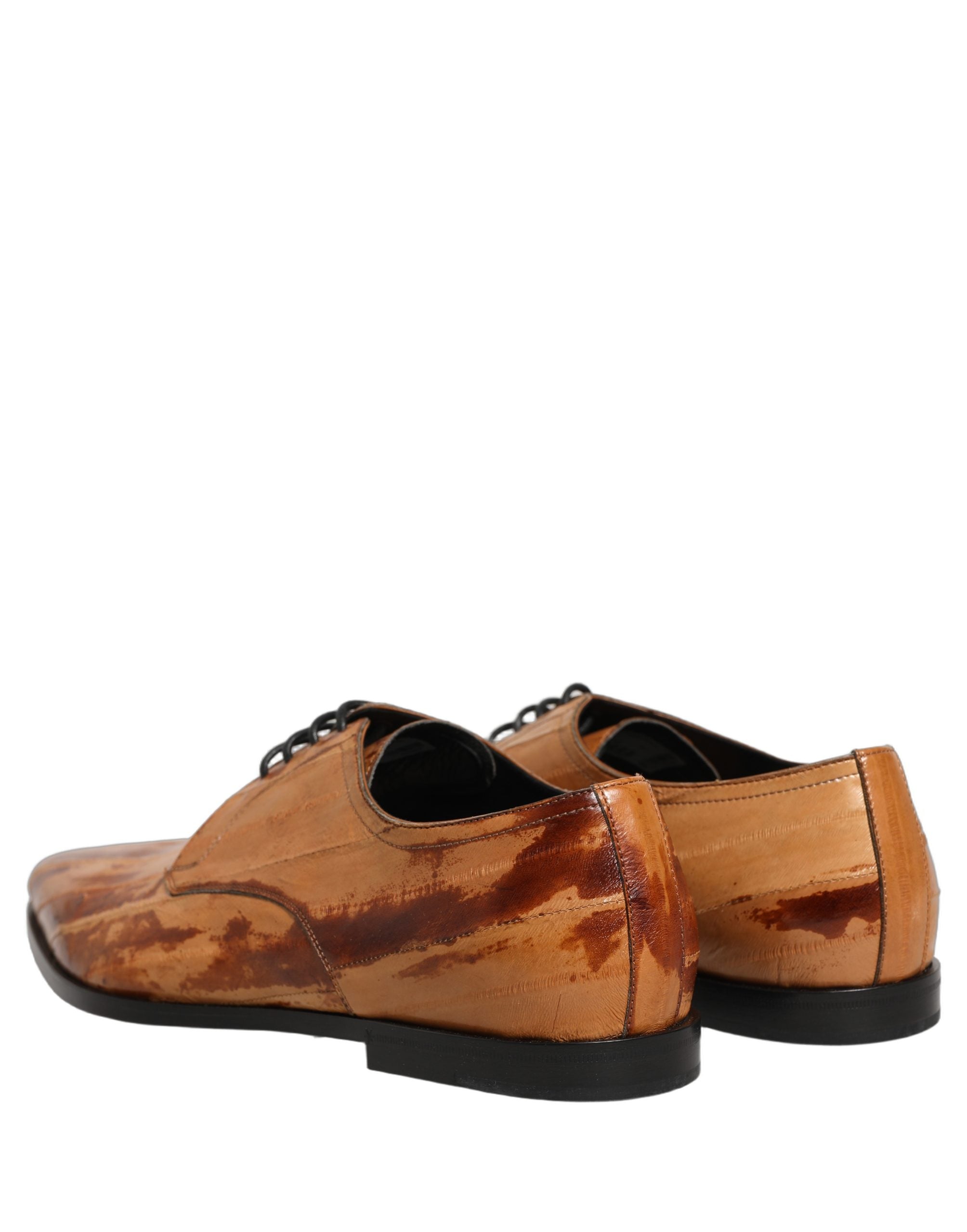 Dolce & Gabbana Brown Leather Lace Up Men Derby Dress Shoes