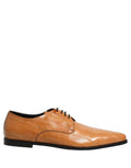 Dolce & Gabbana Brown Leather Lace Up Men Derby Dress Shoes
