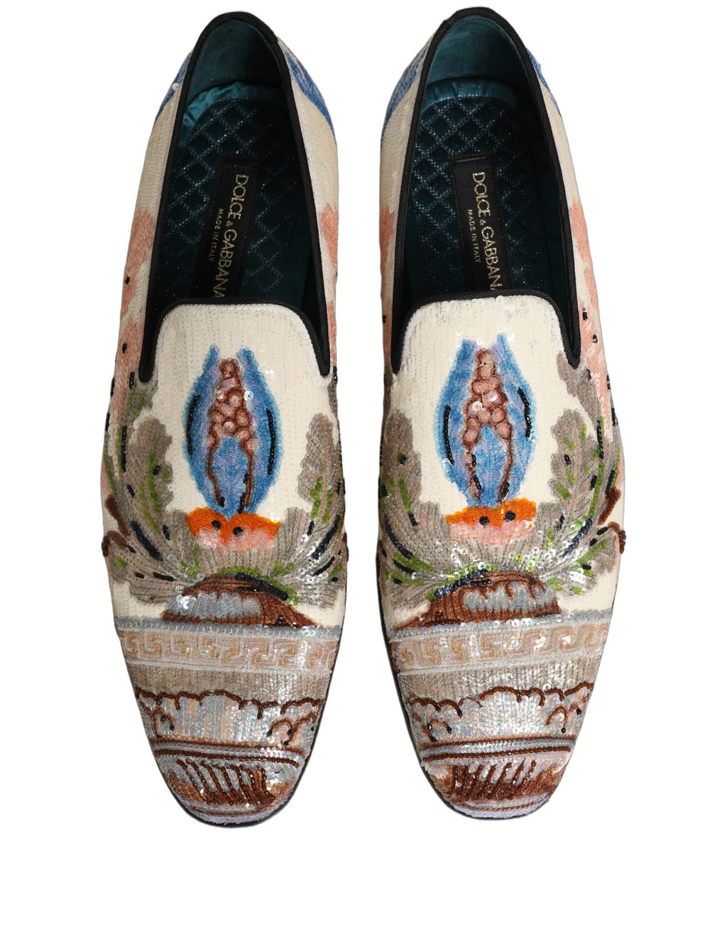Dolce & Gabbana Multicolor Sequin Embroidered Loafers Shoes