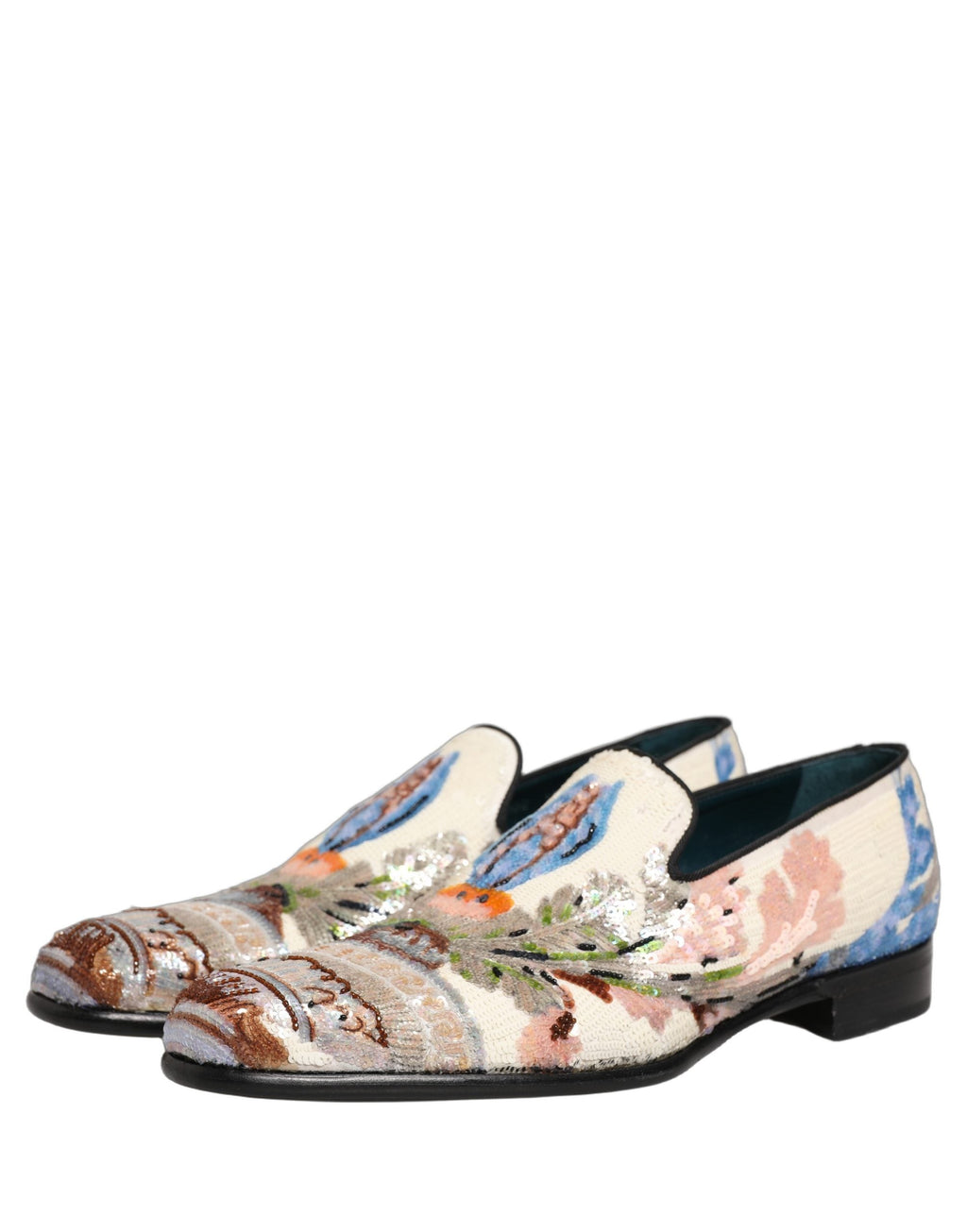 Dolce & Gabbana Multicolor Sequin Embroidered Loafers Shoes