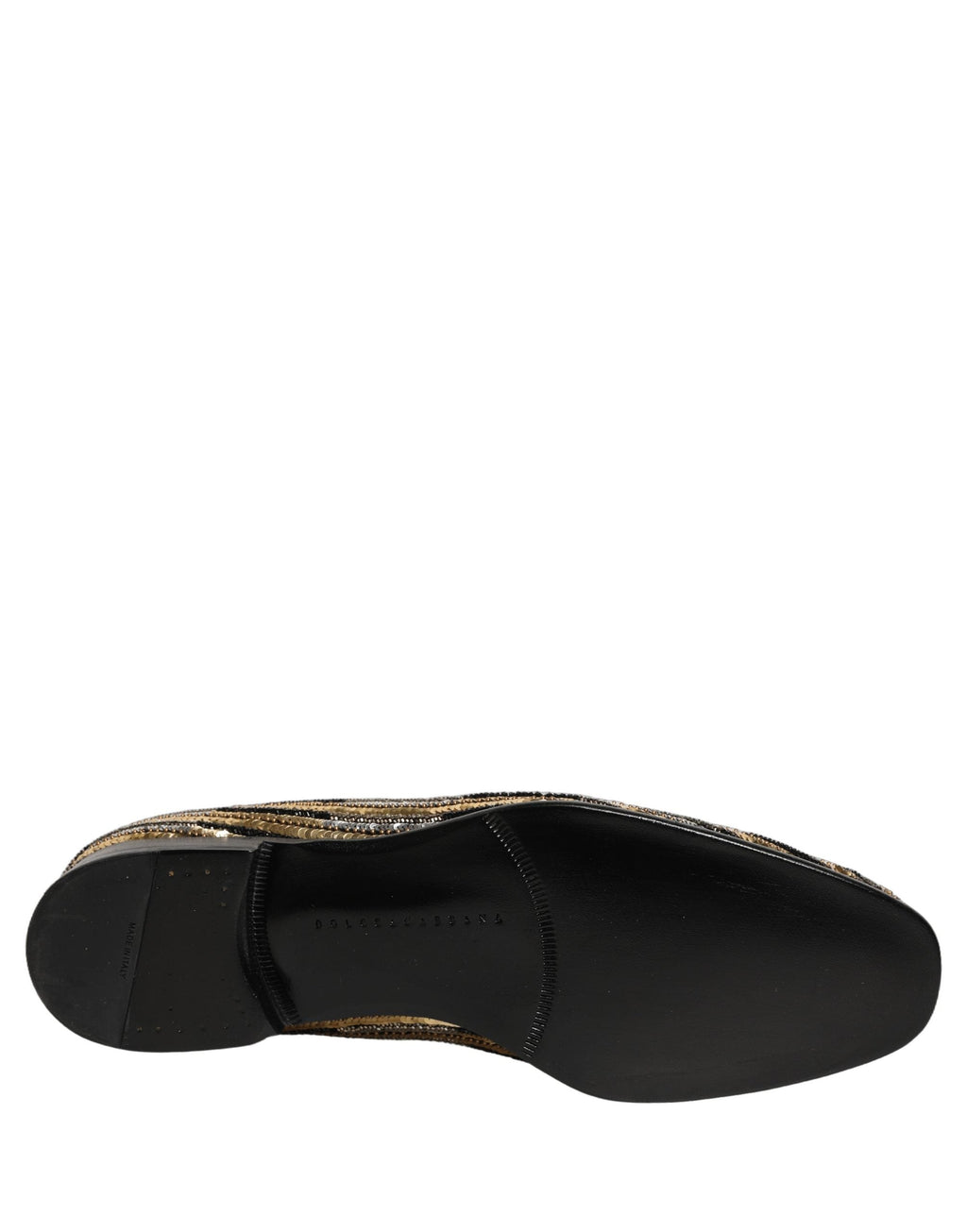 Dolce & Gabbana Gold Striped Sequin Embellished Loafer Shoes