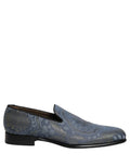 Dolce & Gabbana Blue Floral Brocade Slip On Loafers Shoes